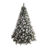 Árvore De Natal Pinheiro Nevado Luxo C/ Pinhas 1,20cm Cheio 