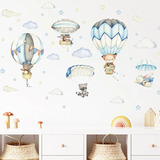 Sticker Vinilo Decorativo Para Pared Globos De Aire Y Nubes