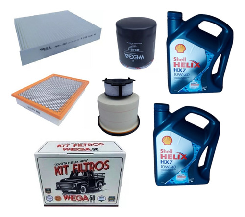 Kit De Filtros Wega + 10w40 Shell Toyota Hilux  2016 Al 2024