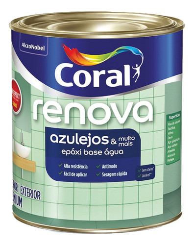 Tinta Renova Azulejos Epoxi Coral Brilhante 900ml Branco