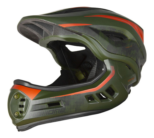 Capacete Downhill Enduro X Full Removível High One De Bike Cor Verde-musgo Tamanho G