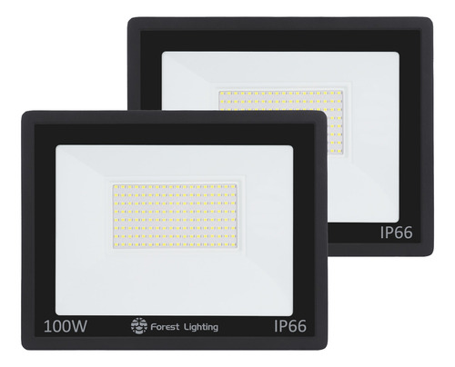 Packx2 Reflector Led 100w Exterior Proyector Luz Fría Cálida