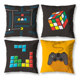 Kit 4 Capas De Almofada 40x40 Infantil Criança Video Gamer