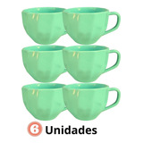 Kit Com 6 Xicara Chá Caneca Cerâmica 200ml 9x7x5cm Coloridas Cor Verde Verde