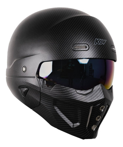 Casco Kov Spectrum Carbon Negro Para Moto Con Mascara