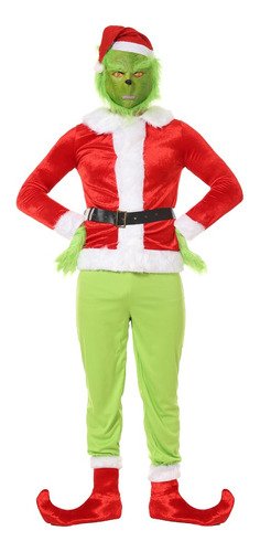 Disfraz De Grinch De Lujo Para Hombre, Adultos Navidad Año Nuevo Trajes De Papá Noel