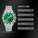 Reloj De Lujo Missfox Luminous Con Calendario De Diamantes, Color De Fondo Verde-plateado