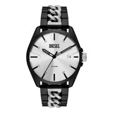 Reloj Hombre Diesel Dz2176 Ms9 Color De La Correa Plateado Color Del Bisel Negro Color Del Fondo Plateado