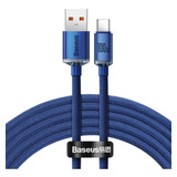 Cable Rápido Usb Turbo Baseus De 100 W Para Tipo C, 2 Metros, Color Azul