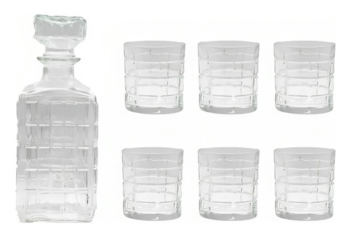 Set De Whisky Con Decantador + 6 Vasos 300ml