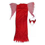 Disfraz De Diabla Para Mujer Talla S Halloween + Cuernos Dama Rojo Fiesta