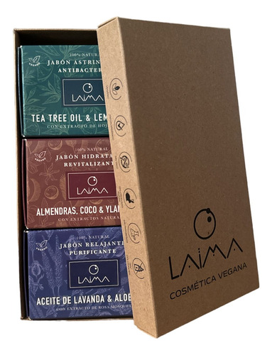 Caja Regalo 3 Jabones Laima 86gr Vegano Sin Tacc Hipo