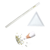 Lápiz Cera Blanco + Triangulo Para Pegar Cristales Manicure