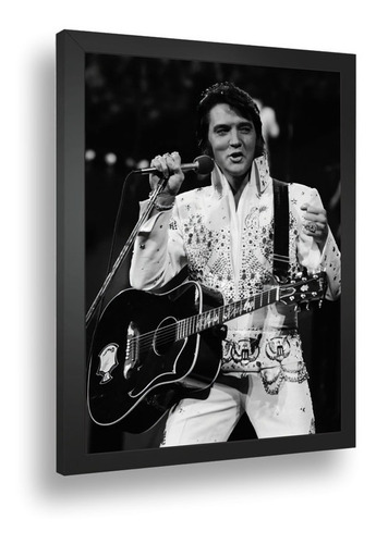 Quadro Emoldurado Poste Elvis Presley Rock Classico Retro A3