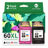 Cartucho De Tinta Rellenado Mytoner 60xl Para Hp Ink 60