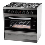 Cocina Sol Real Mini 517v A Gas 6 Hornallas  Plateada Puerta Con Visor 94l