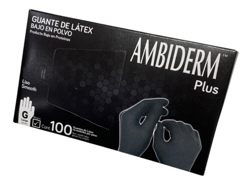 Guante De Latex Ambiderm Negro - (caja De 100 Pzs)