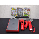 Consola Mini Wii Nintendo Rojo + 3 Juegos Completo Original