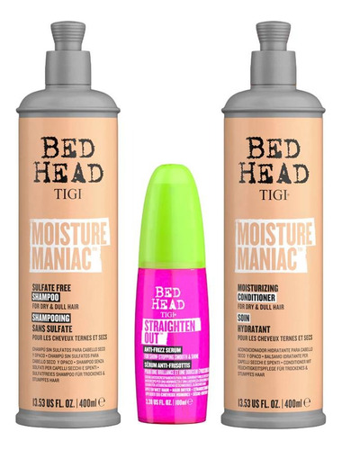 Kit Tigi | Moisture Maniac | Shampoo, Acond Y Straighten Out