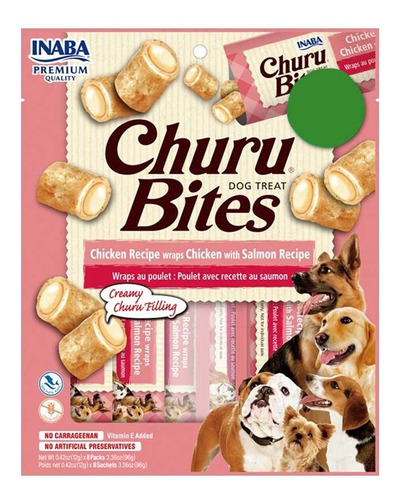 Snack Para Perros Churu Bites Sabor Y Salmón 96gr / 8 Tubos