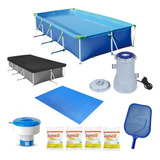 Kit Piscina 5000 Litros + Capa + Forro + Filtro 220v + Cloro