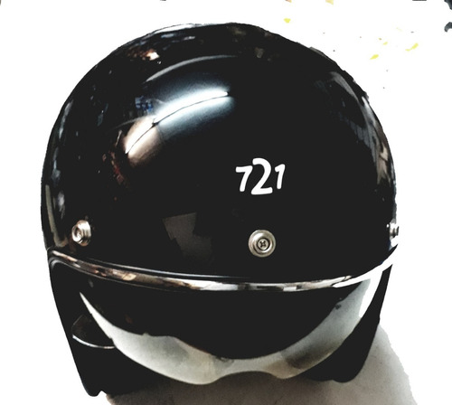 Casco Abierto Hawk 721 Visor Interno Negro Brillo En Moto46