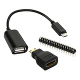 2xmini-hdmi Macho Para Fêmea Micro Usb Gpio Para Raspberry