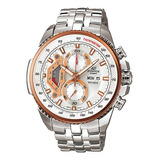 Reloj Pulsera Casio Ef-558 Con Correa De Acero Inoxidable Color Plateado - Fondo Blanco