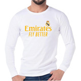 Playera Camiseta Real Madrid Futbol Dorado Manga Larga