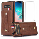 Funda Cartera Para Samsung Galaxy S10 Plus Cafe 6.4 Pulgada