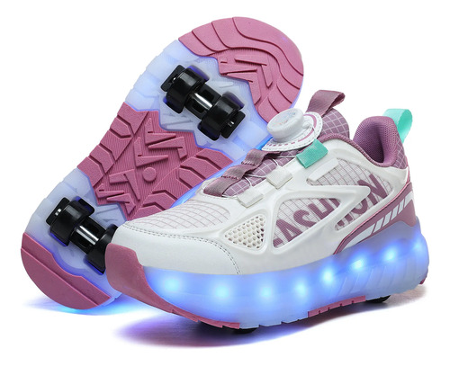 Patines 4 Ruedas Para Niños Tenis Patín Luces Led Recargable