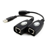 Cabo Adaptador Extensor Usb Via Cabo De Rede Rj45 Até 45m Cor Preto