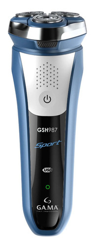 Afeitadora Gama Gsh987 Sport Usb Apta Para Ducha Inalámbrica Color Blanco Con Azul Y Negro