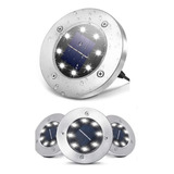 4 Focos Pisos Solar 8 Led Exterior Tierra Jardín