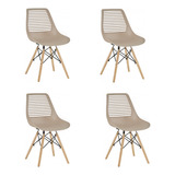 Silla Plástica Camila Beige 4 Unidades Bighouse