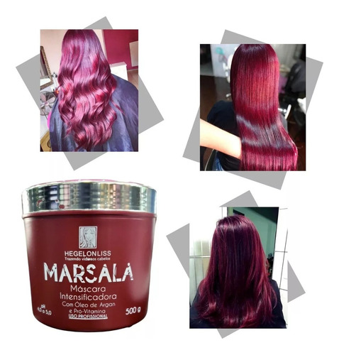  Tonalizante Máscara Pigmentante Cabelo Colorido Hegelon Liss Tom Marsala