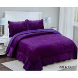 Cubrecama De Tela Verano Delgado Quilt Textura Morado Liso