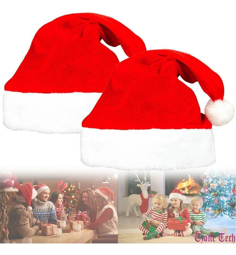 2x Gorro Navideño Coro Santa Claus Novena Papa Noel Adultos