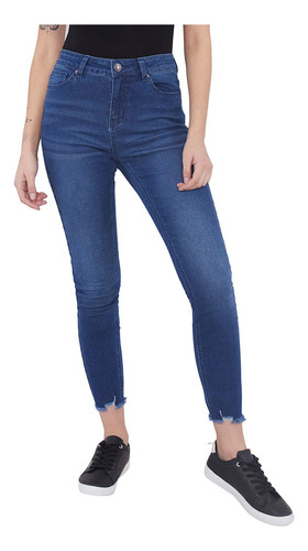 Jeans Mujer Skinny Bota Cortada Azul Oscuro Corona