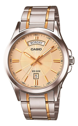 Reloj Casio Mtp-1381g Hombre Plata/dorado Fechador 