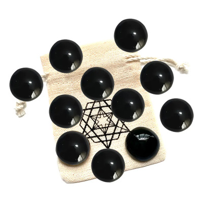Set 10 Ombligueras De Obsidiana Negra Natural Pulida A Mano | Meses sin interés