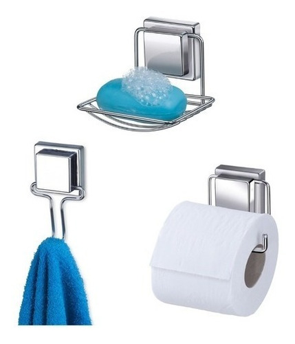 Kit Acessórios Para Banheiro Aço Toalheiro Lavabo Conjunto