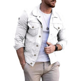 Chaqueta De Pana Delgada Para Hombre Top Cargo De Mezclilla