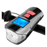 Lanterna Bike Sinalizador Farol Led Buzina Com Velocímetro