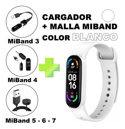 Combo Cargador + 1 Pulsera Para Reloj Xiaomi Mi Band 3 4 5 6