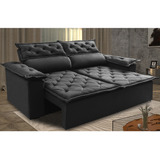 Sofá 3 Lugares Retrátil E Reclinável Cama Inbox Compact 1,80m Velusoft Preto