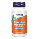 Picolinato De Cromo 200mcg 100 Capsulas Chromium - Now Foods Sabor Sem Sabor