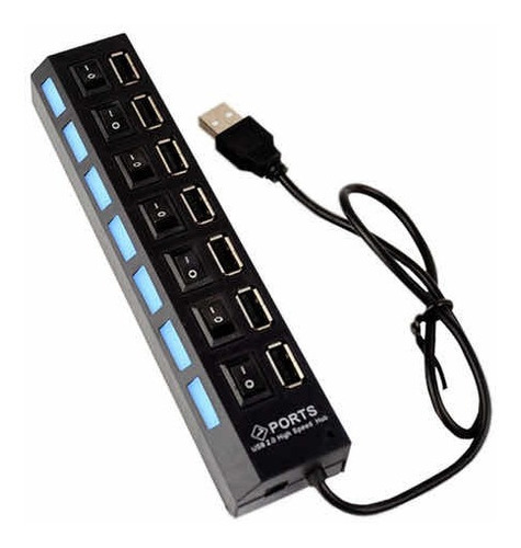 Hub 7 Puertos Multi Usb 2.0 Indicador Luz Led