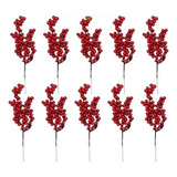 30x Elípticas Acebo Artificial Frutos Rojos Navidad