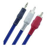 Cable De Audio 2 Rca A Miniplug 1.5 Metros Azul